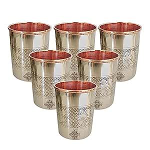 Buy INDIAN ART VILLA IndianArtVilla Steel And Copper Glass Tumbler