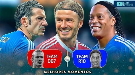 REENCONTRO DAS LENDAS RONALDINHO E BECKHAM FAZENDO JOGADAS MAGICAS