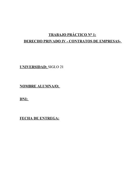 Trabajo Pr Ctico N Contrato De Empresa Trabajo Pr Ctico N