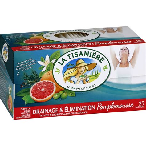 LA TISANIERE Infusion drainage et élimination pamplemousse 25 sachets