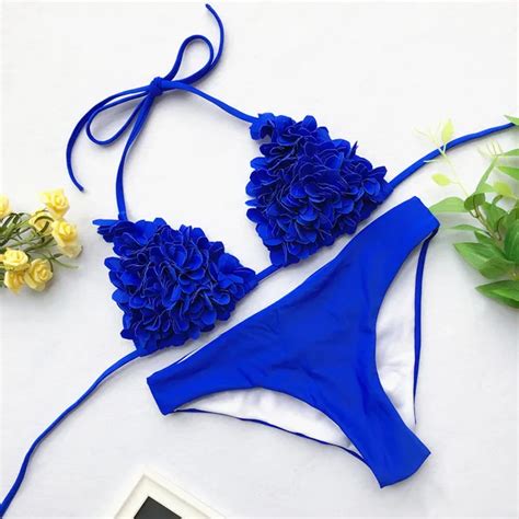 3d Flower Bikinis Brazilian Swimwear Women Push Up Swimsuit Badpak