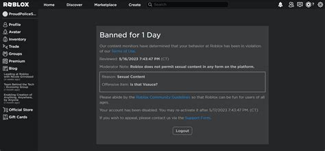 Roblox Banned Me For Sexual Content Lol R Robloxbans