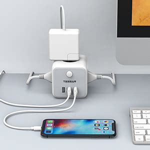 TESSAN Listwa Zasilająca Cube z 3 Gniazdami i 3 USB Wielokrotne