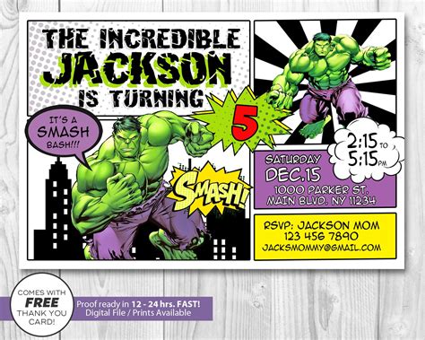 Hulk Smash Invitation - My Party Templates | Hulk birthday, Hulk birthday parties, Birthday ...