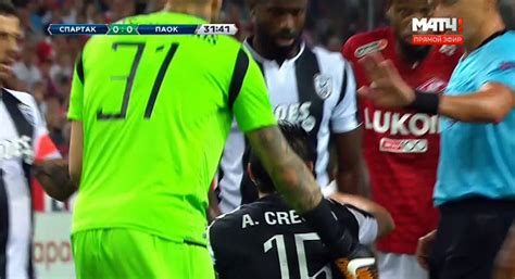 Luiz Adriano Red Card Spartak Vs PAOK Champions League 201 Video