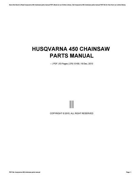 Husqvarna 450 chainsaw parts manual by c8519 - Issuu