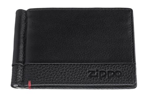 Zippo │ Bi Fold Leather Wallet With Money Clip Black Zippo Uk