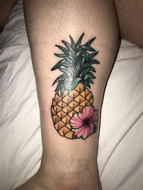 My Girlfriend Got A Pineapple With A Hibiscus Done By Justin At Atomic