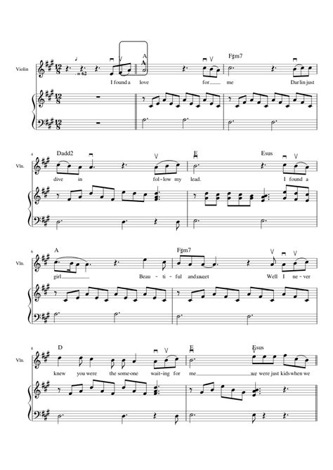 Perfect Ed Sheeran Violin A Major Sheet Music For Piano Violin Solo