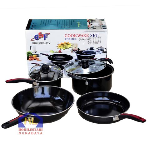 Jual Panci Set Enamel Gsf G N Cookware Set Tutup Kaca