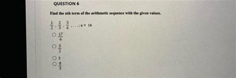 Solved Find the nth term of the arithmetic sequence with the | Chegg.com