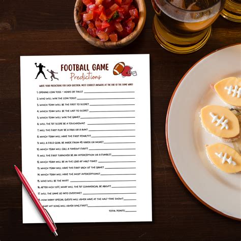 2024 Super Bowl Sunday Football Predictions Game Printable for Adults ...