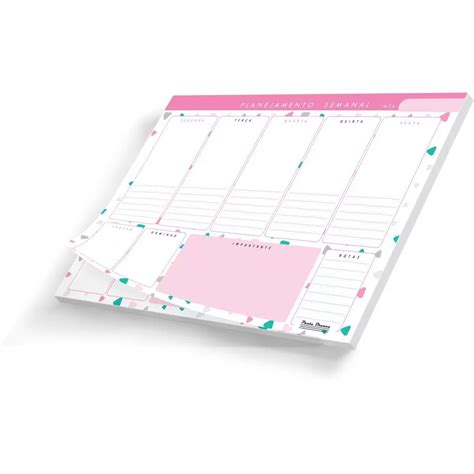 Bloco Planner De Mesa Semanal Fls Pauta Branca Papelaria Criativa