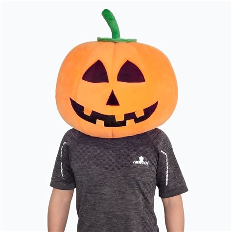 Adult Unisex Plush Pumpkin Head Costume: Pumpkin Mascot Halloween Mask & Fancy Dress - Walmart.com