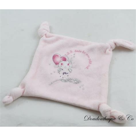 Doudou Plat Chat Dodo De Mon Petit Chat Rose Noeuds Cm