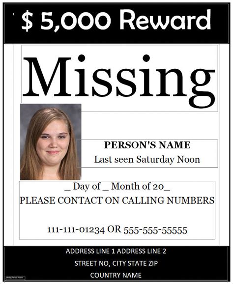 √ Free Printable Missing Person Flyer Template