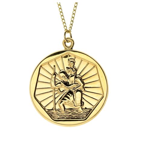 Mens Ct Yellow Gold St Christopher Pendant Chain Miltons Diamonds