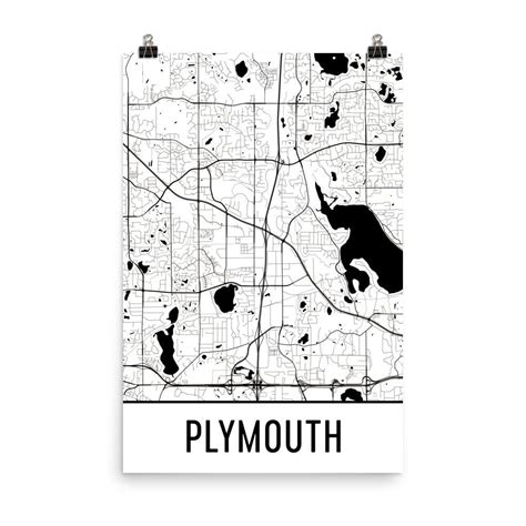 Plymouth Minnesota Street Map Poster - Wall Print by Modern Map Art