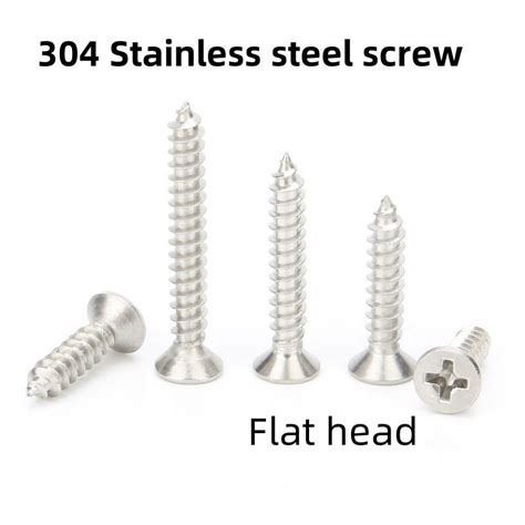 304 Stainless Steel Self Tapping Screw50 Piece Pack Flat Head Screws