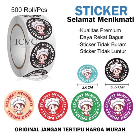 Jual 1 Roll 500 Pcs Sticker Label Selamat Menikmati 35 Cm Sticker Thank You Label Makanan