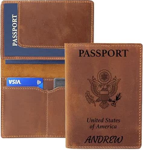 Personalized Leather Passport Holder Custom Travel Wallet Genuine Leather Passport