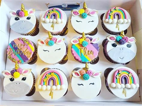 Rainbow Unicorn Birthday Cupcakes