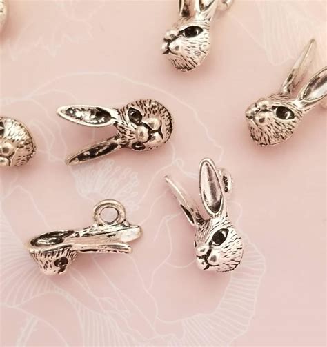 6 Detailed Rabbit Charms Bunny Charms Stern Rabbits Hidden Etsy