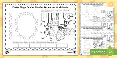 FREE Easter Bingo Dauber Number Formation Worksheets