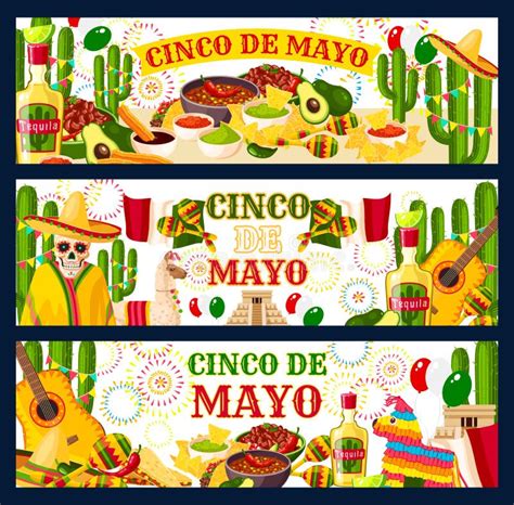 Bandeiras Do Cumprimento Do Vetor De Cinco De Mayo Mexican Ilustração