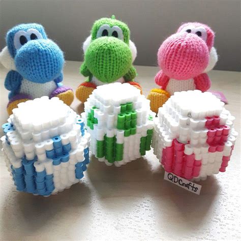 3D Perler Bead Yoshi Easter Eggs | Beads And Pixels Amino Amino