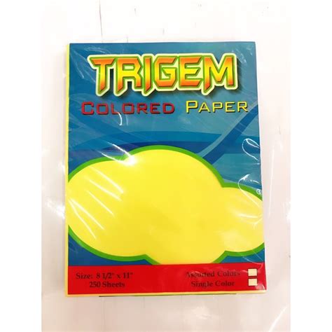 TRIGEM Colored Paper 250 Sheets Shopee Philippines