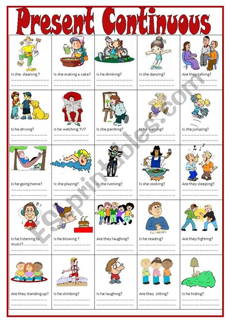 Present Continuous Worksheet Elementary