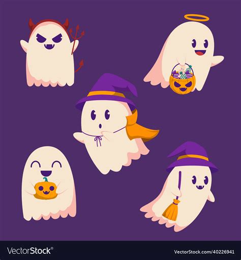 Happy Halloween Trick Or Treat Ghost Object Vector Image