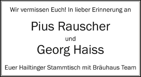 Traueranzeigen Von Pius Und Georg Schwaebische De Trauerportal