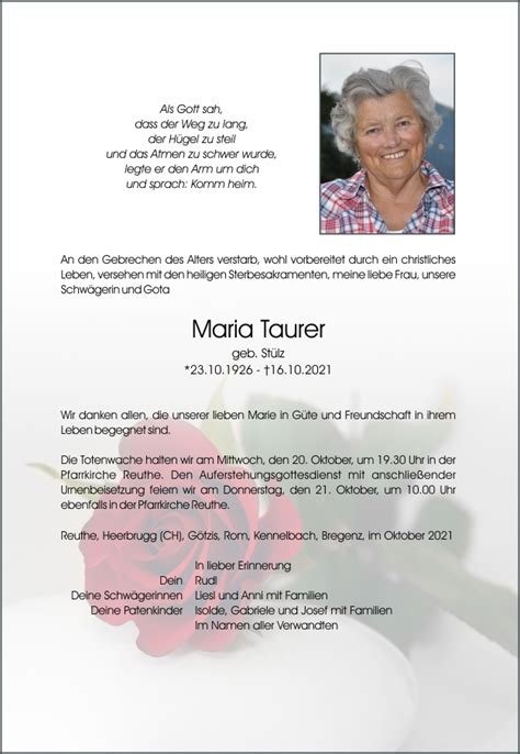 Taurer Maria Bestattung Helbock