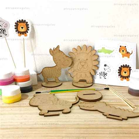 Set Figuras Mdf Para Pintar Con Forma De Animales Salvajes