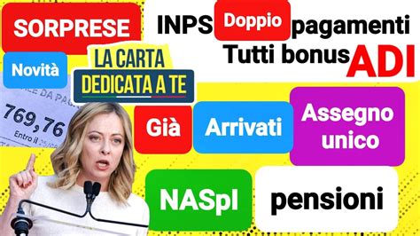 500 Carta Dedicata A Te INPS Doppio Pagamenti Bonus Assegno Unico