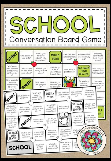 School Conversation Board Game Unterrichtsmaterial Im Fach Englisch