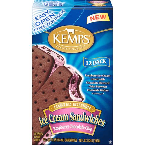 Kemps Ice Cream Sandwiches, Raspberry Chocolate Chip 12 Ea | Novelties ...