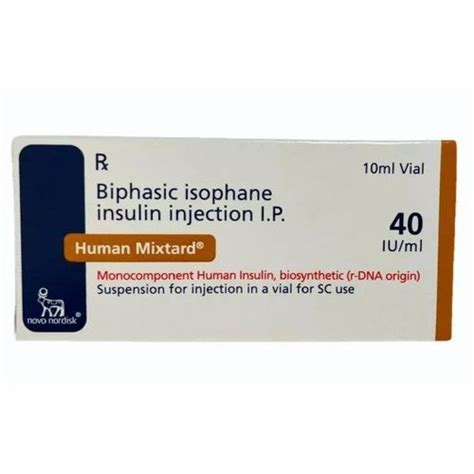 Human Mixtard Biphasic Isophane Insulin Injection, Strength: 40 Iu, 1 ...