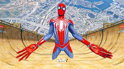 Spiderman Vs Longest Ramp In Gta Jumping From Highest In Gta