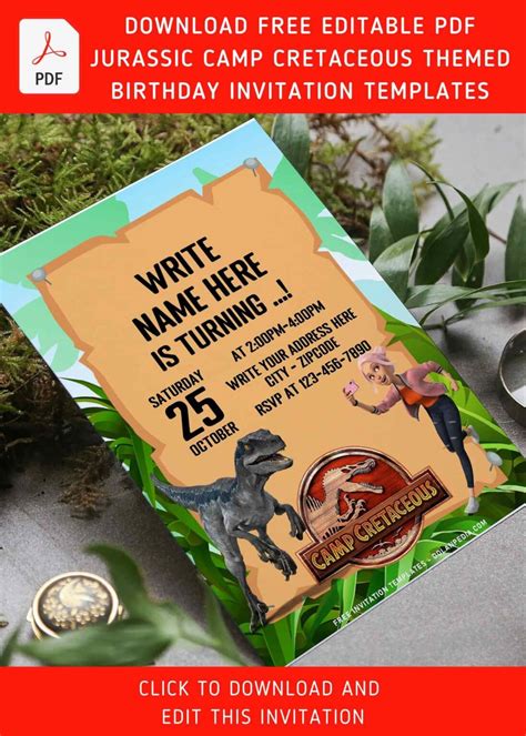 Free Editable Pdf Extremely Fun Dinosaur Jurassic Cretaceous Birthday Invitation Templates