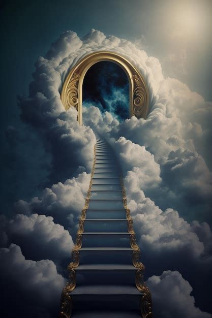 Premium Ai Image Stairway Leading To An Open Door In The Clouds