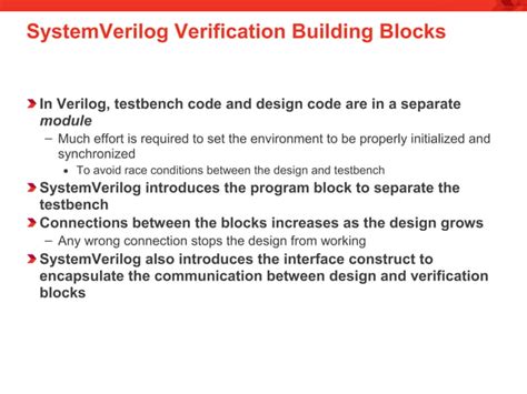 System Verilog Verification Building Blocks Ppt