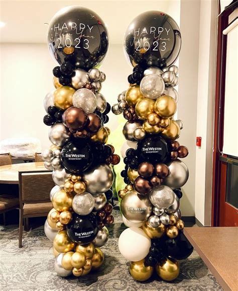 Happy New Year Balloon Decorations Black And Gold Balloons