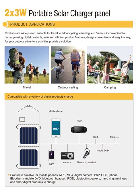 Sungold Solar 2x3 W Solar Charger Specifications PDF