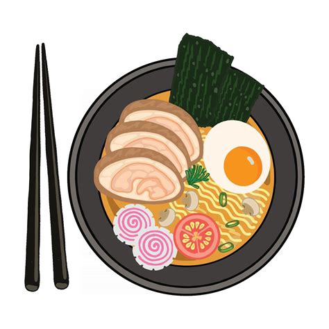 Ramen De Dibujos Animados Vector De Comida Japonesa Aislado Sobre The