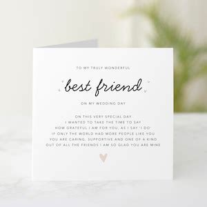 Poem Best Friend Wedding Day Card on My Wedding Day Wedding Card Day ...