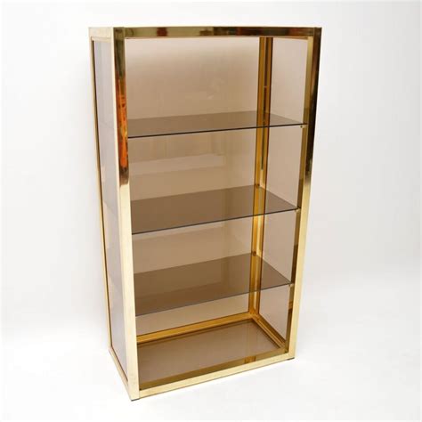 1970s Vintage Italian Brass Display Cabinet Bookcase By Zevi Retrospective Interiors