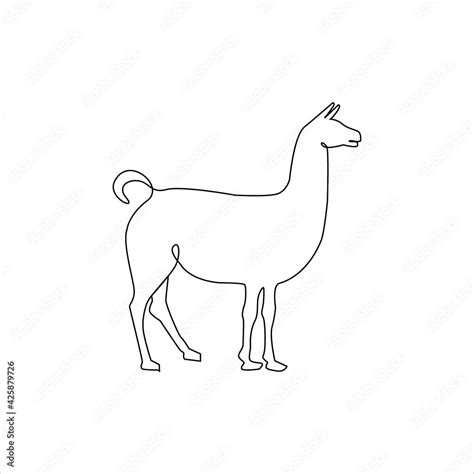 Llama outline drawing tattoo. Vector Illustration. Minimalistic llama one line hand drawing ...